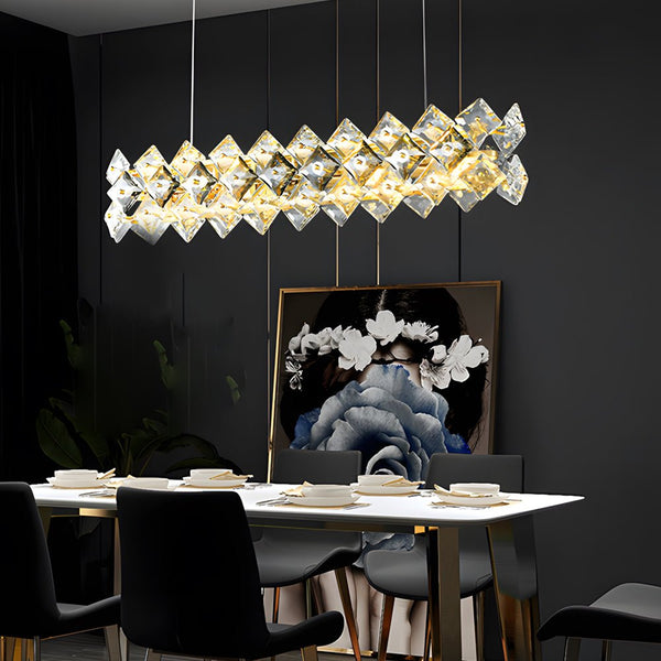 Elegant Round Crystal Chandelier - Post-Modern Copper Dining Room Light Fixture