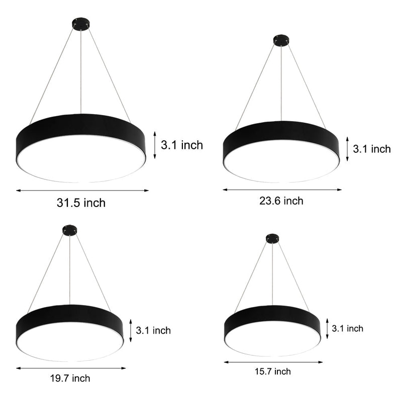 Modern Round Pendant LED Office Lighting - Sleek Suspended Luminaires for Workspace Illumination