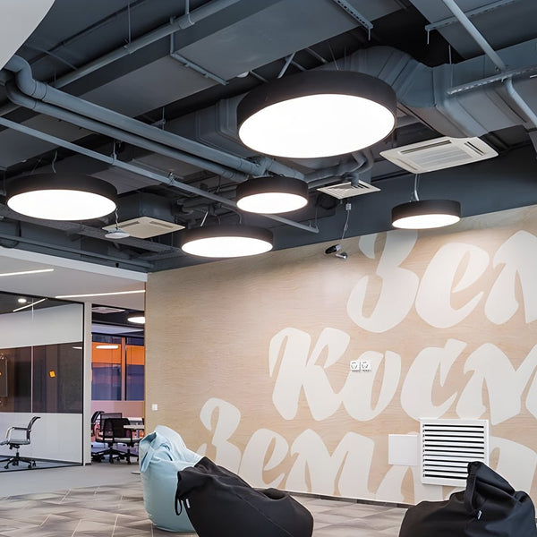 Modern Round Pendant LED Office Lighting - Sleek Suspended Luminaires for Workspace Illumination