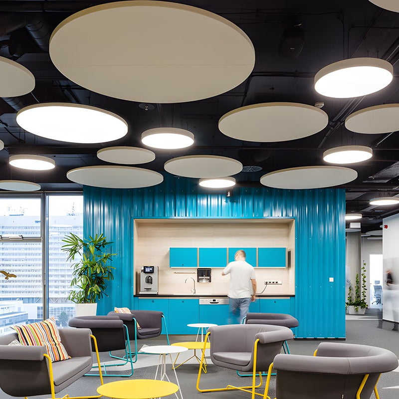 Modern Round Pendant LED Office Lighting - Sleek Suspended Luminaires for Workspace Illumination