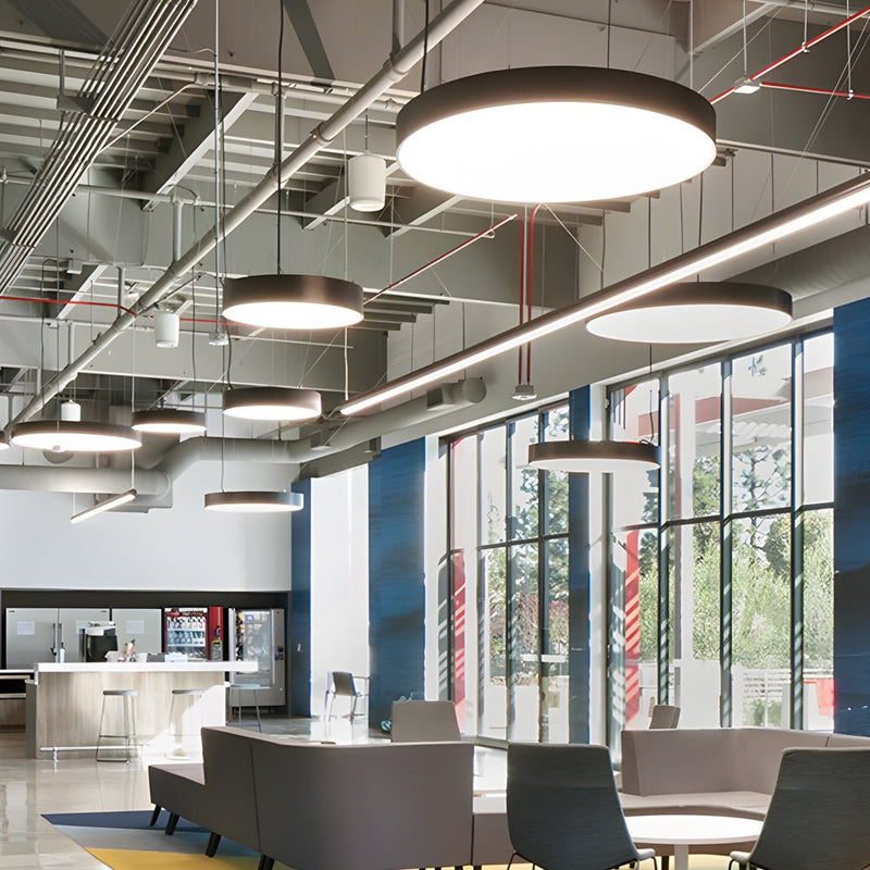 Modern Round Pendant LED Office Lighting - Sleek Suspended Luminaires for Workspace Illumination