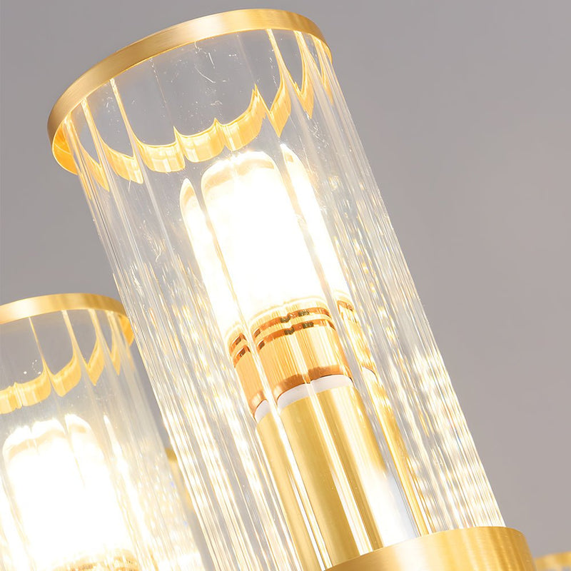 Nordic Modern Round Molecular Glass Chandelier Lamp with Copper Accents - Stylish Lighting for Contemporary Spaces
