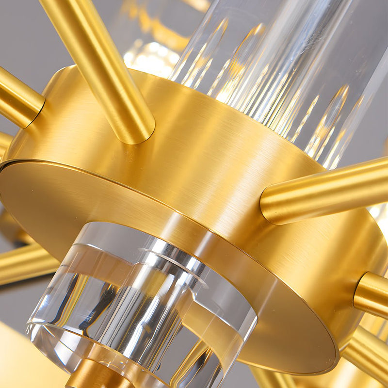 Nordic Modern Round Molecular Glass Chandelier Lamp with Copper Accents - Stylish Lighting for Contemporary Spaces