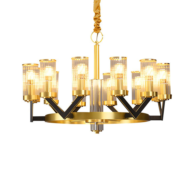 Nordic Modern Round Molecular Glass Chandelier Lamp with Copper Accents - Stylish Lighting for Contemporary Spaces