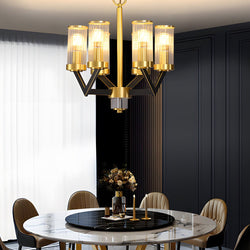 Nordic Modern Round Molecular Glass Chandelier Lamp with Copper Accents - Stylish Lighting for Contemporary Spaces