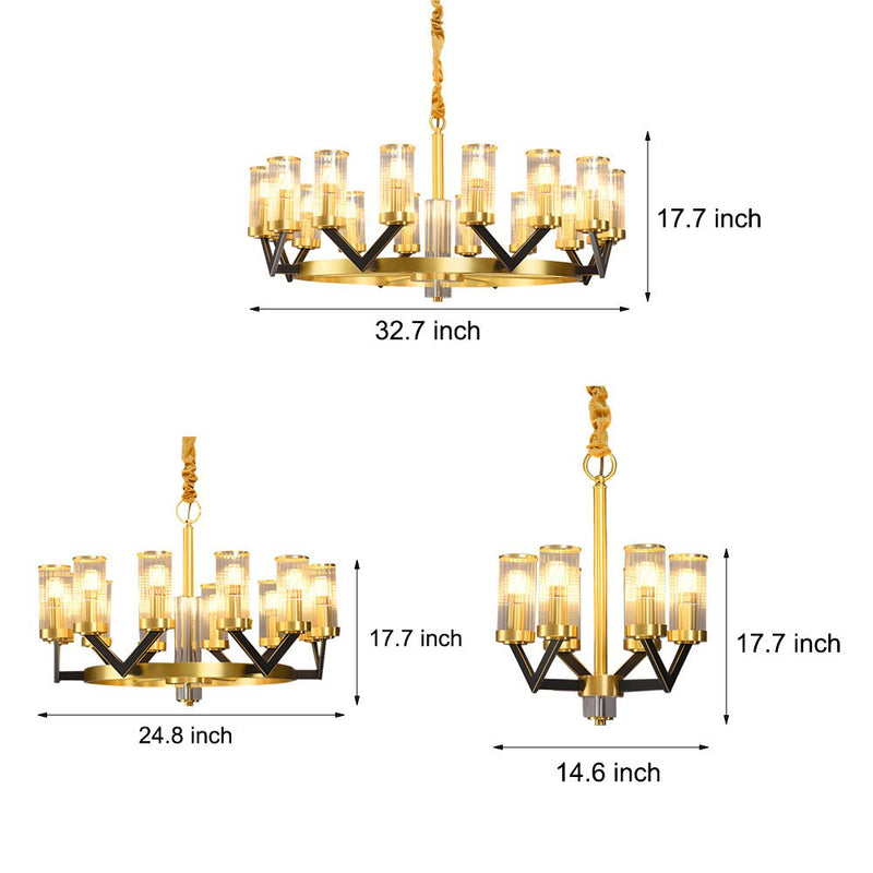 Nordic Modern Round Molecular Glass Chandelier Lamp with Copper Accents - Stylish Lighting for Contemporary Spaces