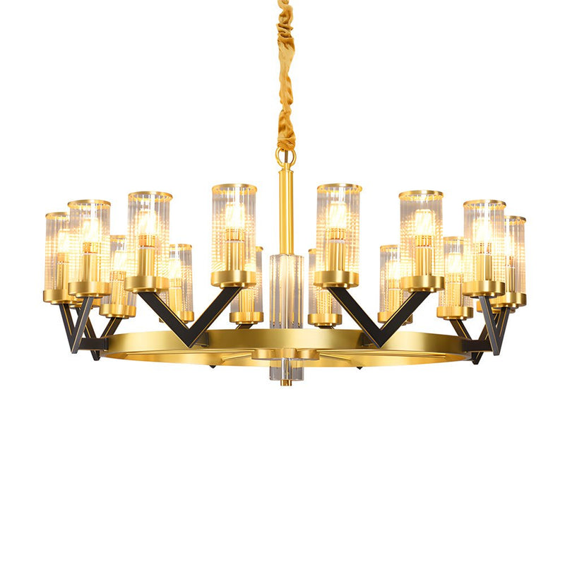 Nordic Modern Round Molecular Glass Chandelier Lamp with Copper Accents - Stylish Lighting for Contemporary Spaces