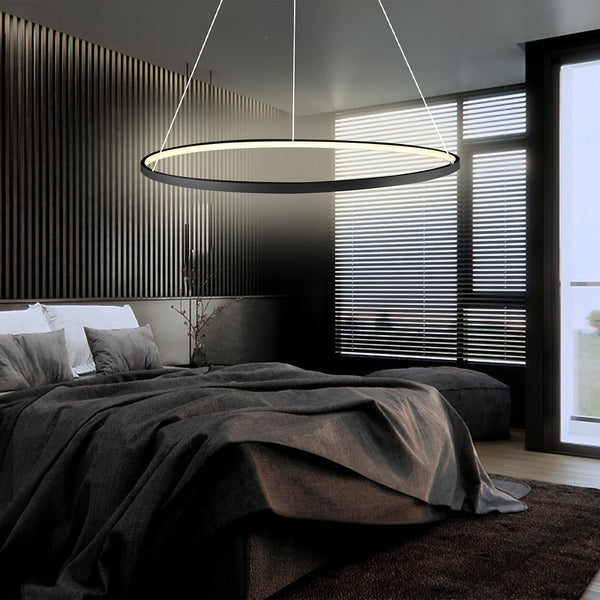 Modern Circle LED Chandelier Pendant Light - Stylish Hanging Lamp for Kitchen Island & Dining Room