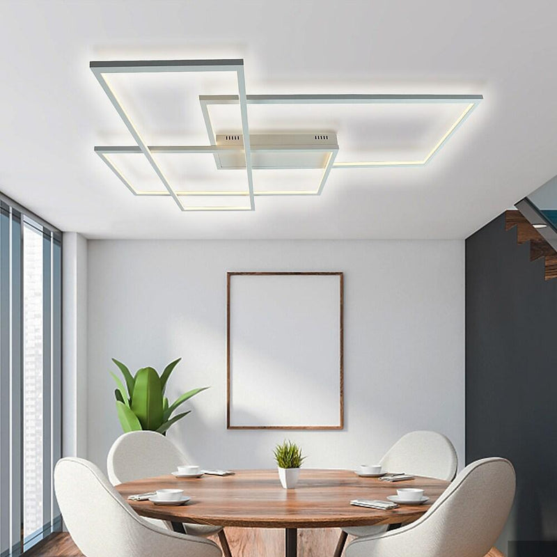 Modern Overlapping Rectangles Aluminum LED Flush Mount Ceiling Light - Geometric Style Lighting Fixture