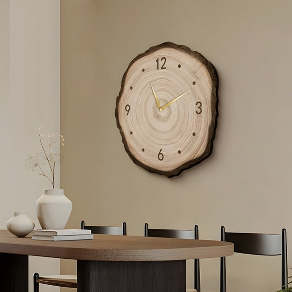 Rustic Round Wood Slice Clock with Remote Control & LED Lights - US Plug - Unique Home Decor Accent