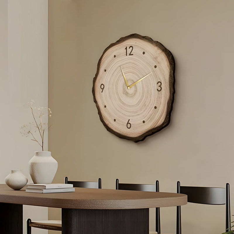 Rustic Round Wood Slice Clock with Remote Control & LED Lights - US Plug - Unique Home Decor Accent