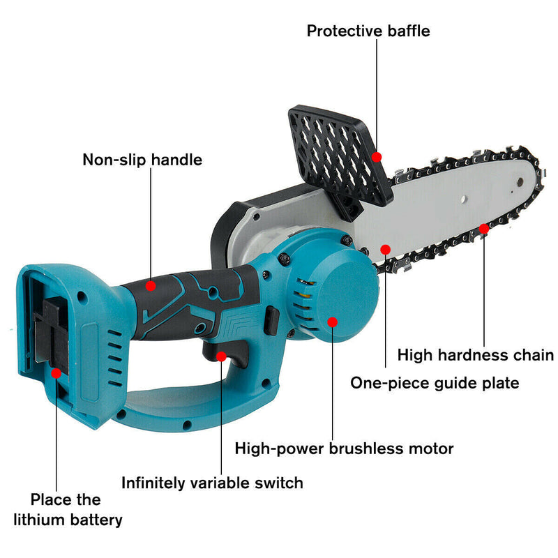 8-Inch & 10-Inch Electric Cordless Chainsaw Kit with 2 Batteries - Lightweight, Powerful & Easy to Use