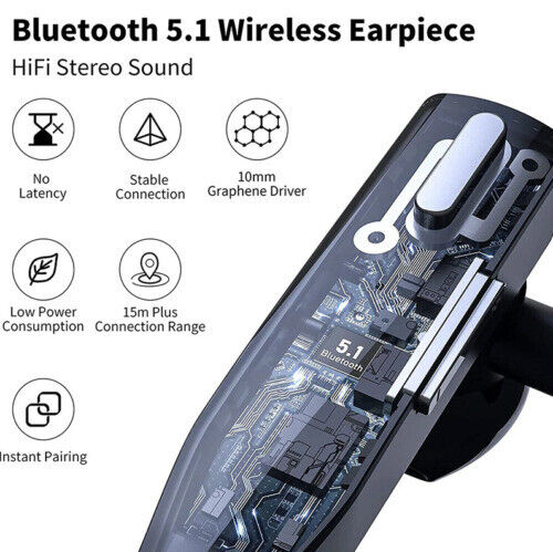 Trucker Dual Mic Wireless Bluetooth 5.1 Noise-Cancelling Headset | Earpiece for Clear Communication & Comfort