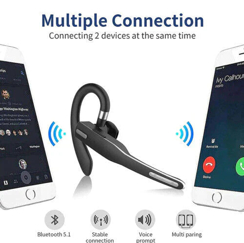 Trucker Dual Mic Wireless Bluetooth 5.1 Noise-Cancelling Headset | Earpiece for Clear Communication & Comfort