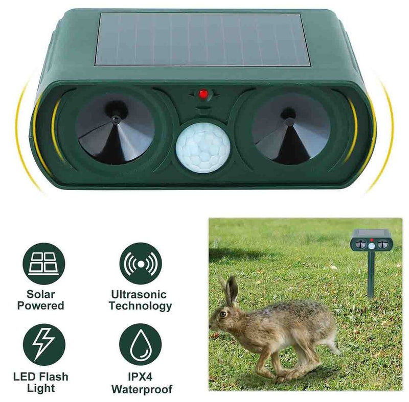 Solar-Powered Ultrasonic Animal Repellent - Eco-Friendly Pest Control Device for Gardens & Yards