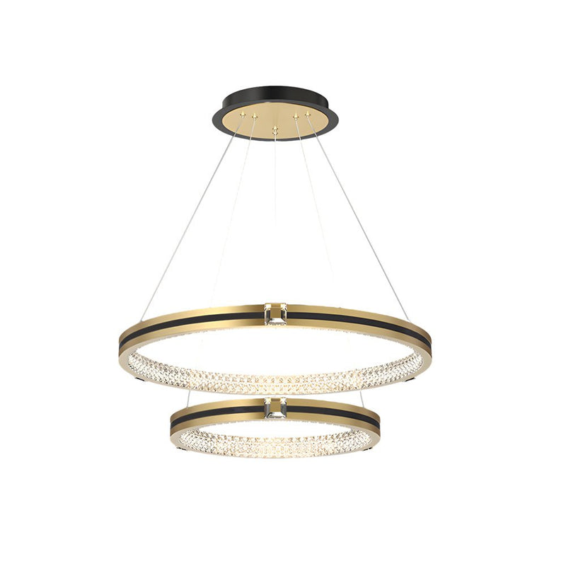 Modern Brushed Gold Chandelier - Simple Circles Rings with 3-Step Dimming Feature
