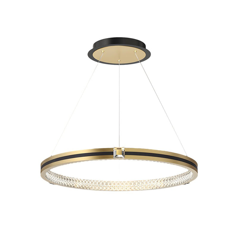 Modern Brushed Gold Chandelier - Simple Circles Rings with 3-Step Dimming Feature