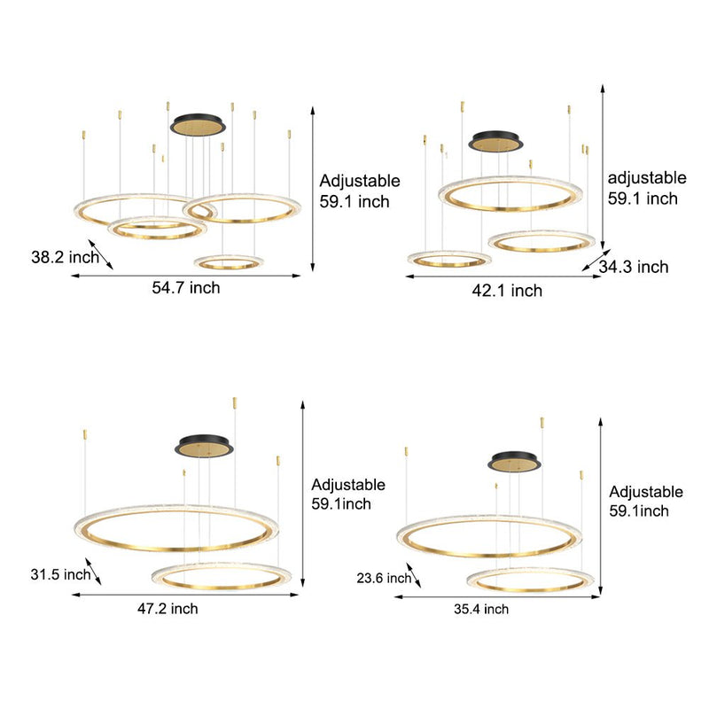 Luxury Nordic Ceiling Light Fixture - Simple Circular Rings with Three-Step Dimming