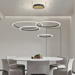 Luxury Nordic Ceiling Light Fixture - Simple Circular Rings with Three-Step Dimming