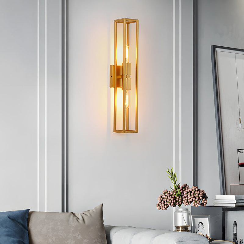Modern American Style Wall Sconce - Simple Metal Frame with Glass Shade - Elegant Lighting Fixture