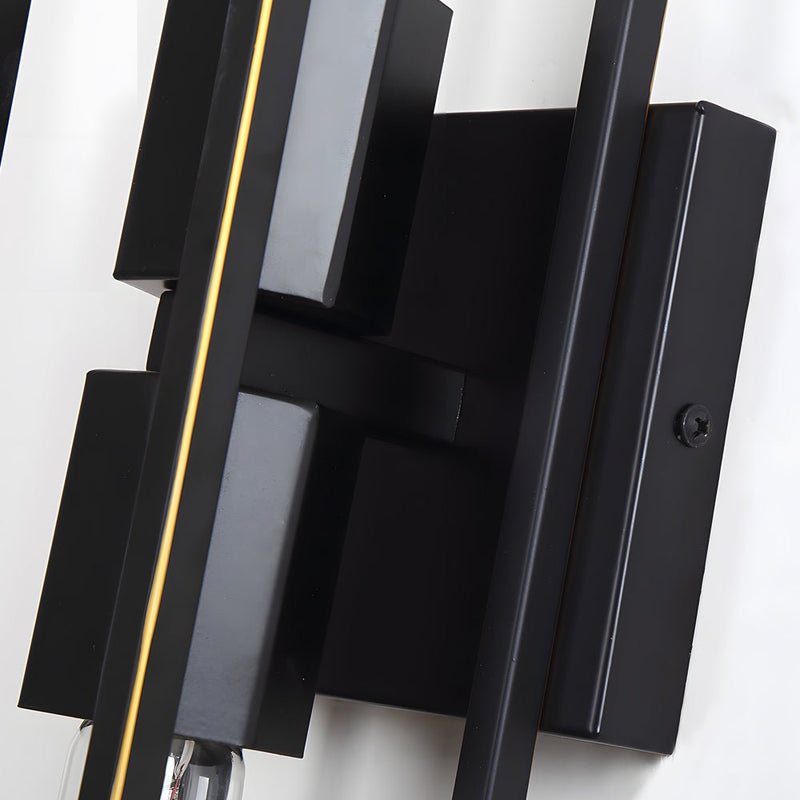Modern American Style Wall Sconce - Simple Metal Frame with Glass Shade - Elegant Lighting Fixture