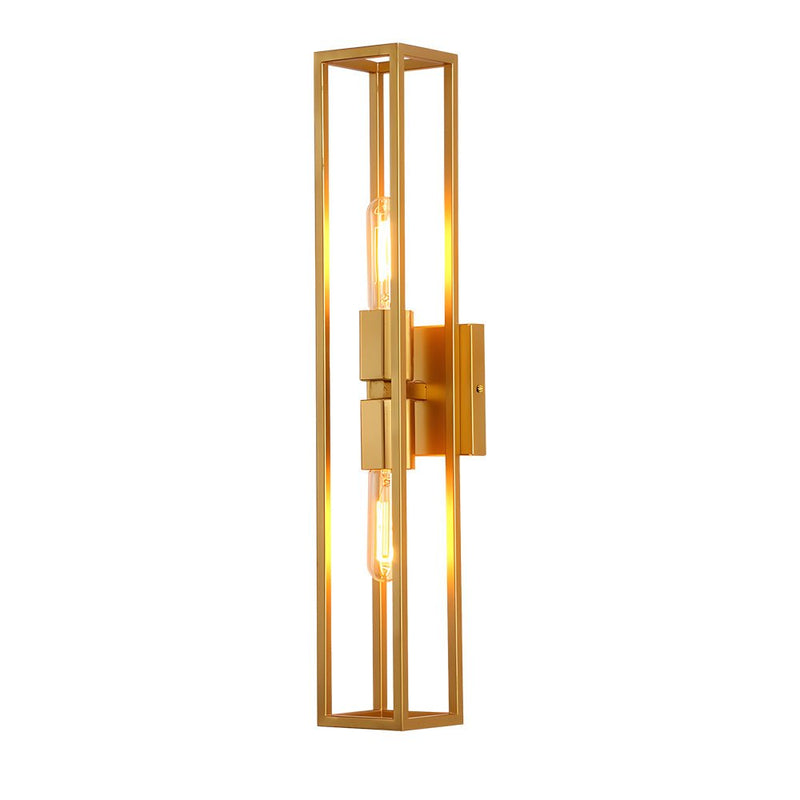 Modern American Style Wall Sconce - Simple Metal Frame with Glass Shade - Elegant Lighting Fixture