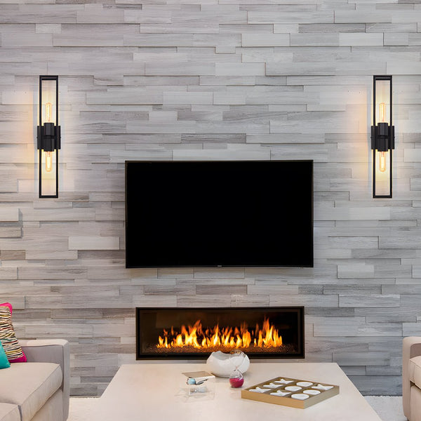 Modern American Style Wall Sconce - Simple Metal Frame with Glass Shade - Elegant Lighting Fixture