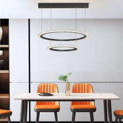 Modern Three-Step Dimming Circle Chandelier - Sleek Hanging Light Fixture for Contemporary Spaces