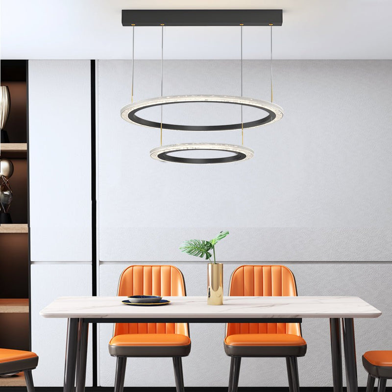 Modern Three-Step Dimming Circle Chandelier - Sleek Hanging Light Fixture for Contemporary Spaces