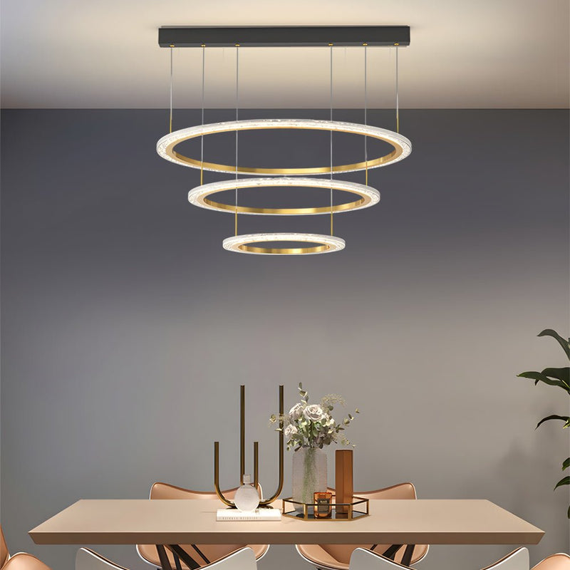 Modern Three-Step Dimming Circle Chandelier - Sleek Hanging Light Fixture for Contemporary Spaces