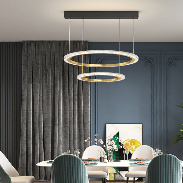 Modern Three-Step Dimming Circle Chandelier - Sleek Hanging Light Fixture for Contemporary Spaces