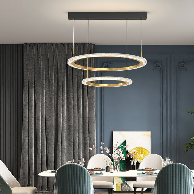 Modern Three-Step Dimming Circle Chandelier - Sleek Hanging Light Fixture for Contemporary Spaces