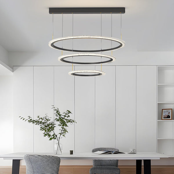 Modern Three-Step Dimming Circle Chandelier - Sleek Hanging Light Fixture for Contemporary Spaces