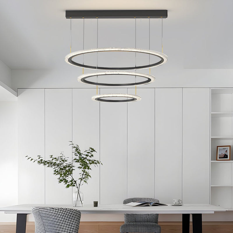 Modern Three-Step Dimming Circle Chandelier - Sleek Hanging Light Fixture for Contemporary Spaces