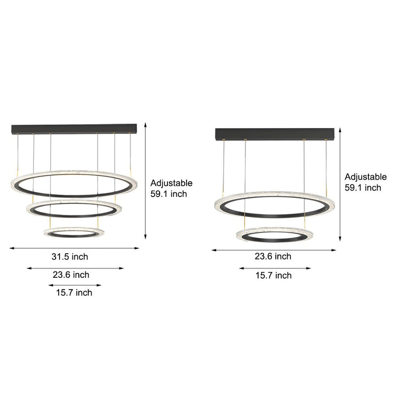 Modern Three-Step Dimming Circle Chandelier - Sleek Hanging Light Fixture for Contemporary Spaces