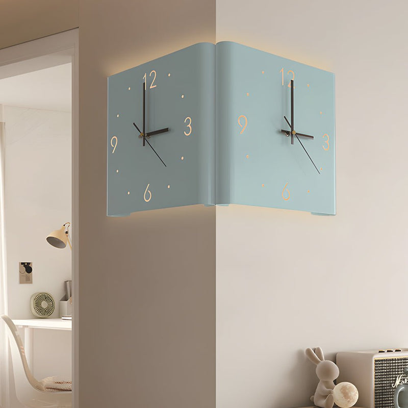 Modern Square Metal Silent Backlit LED Corner Wall Clock - Stylish Wall Decor for Home & Office