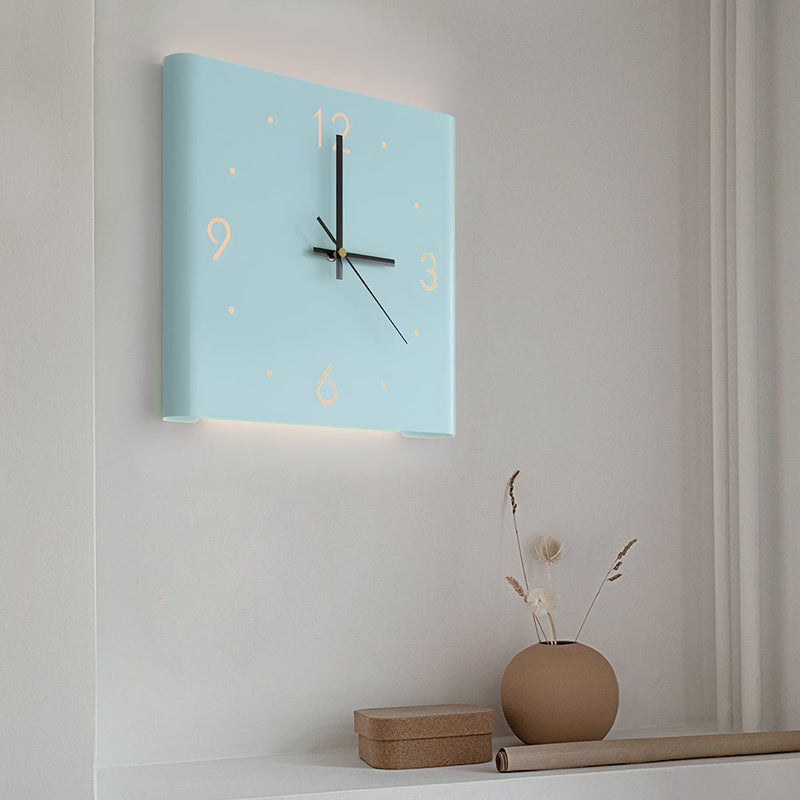 Modern Square Metal Silent Backlit LED Corner Wall Clock - Stylish Wall Decor for Home & Office