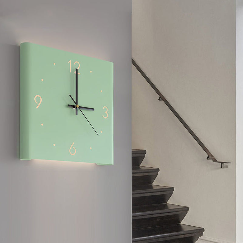 Modern Square Metal Silent Backlit LED Corner Wall Clock - Stylish Wall Decor for Home & Office