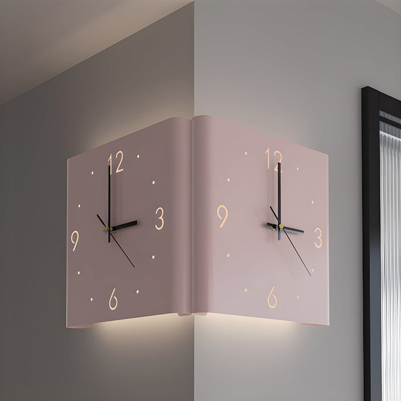 Modern Square Metal Silent Backlit LED Corner Wall Clock - Stylish Wall Decor for Home & Office