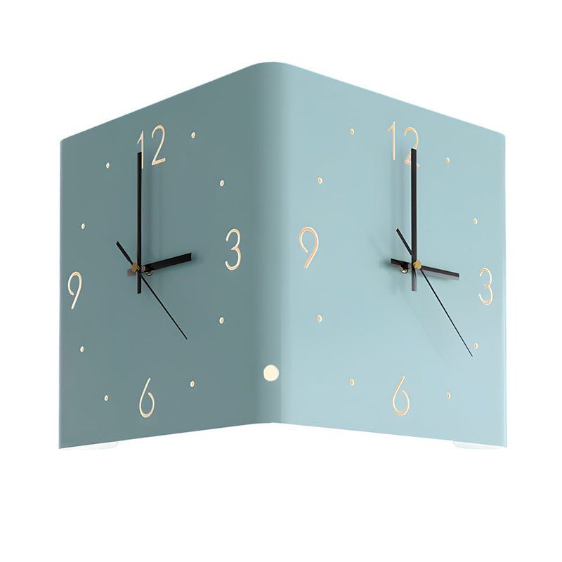 Modern Square Metal Silent Backlit LED Corner Wall Clock - Stylish Wall Decor for Home & Office