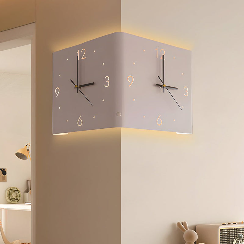 Modern Square Metal Silent Backlit LED Corner Wall Clock - Stylish Wall Decor for Home & Office