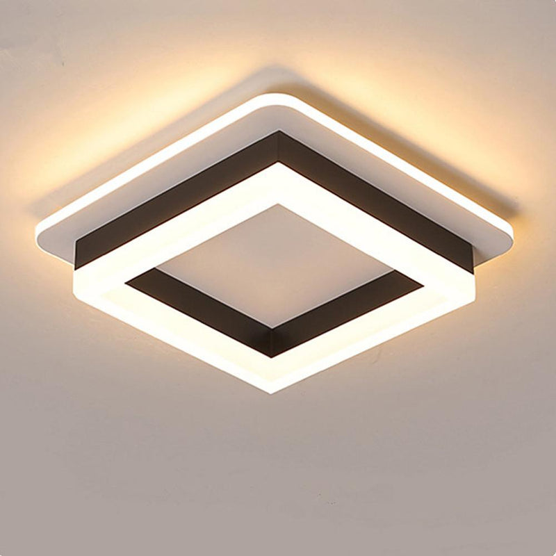 Contemporary Square LED Flush Mount Ceiling Light - Sleek Metal & Acrylic Design for Modern Interiors