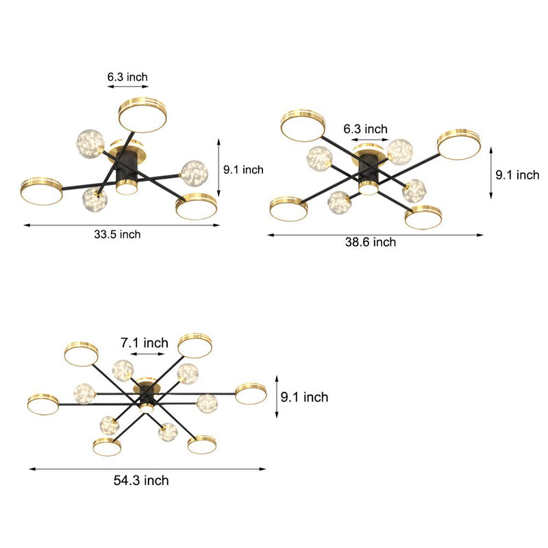 Starry Flowers Modern Ceiling Light Fixture - Three-Step Dimming Hanging Lamp for Elegant Home Decor