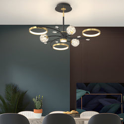 Modern 3-Step Dimming Ceiling Light - Star & Flower Design with Crystal Accents - Elegant Branches Fixture for Home Decor
