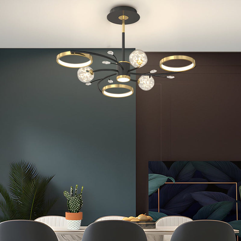 Modern 3-Step Dimming Ceiling Light - Star & Flower Design with Crystal Accents - Elegant Branches Fixture for Home Decor