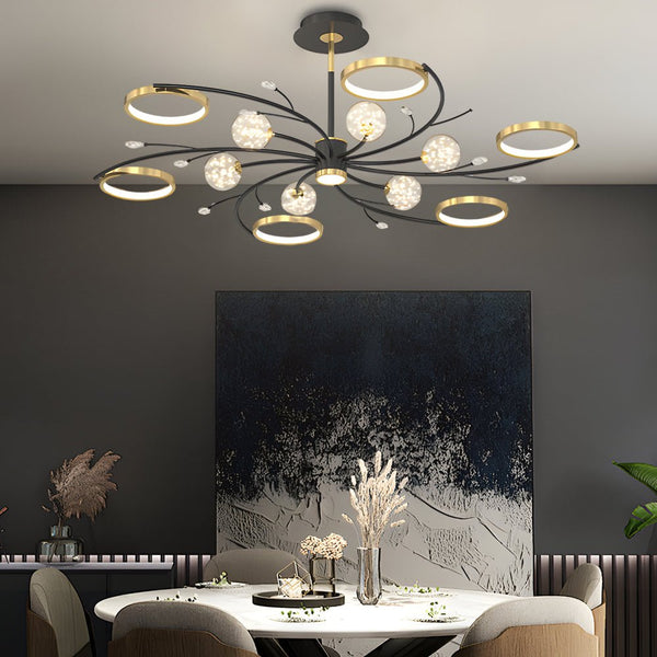 Modern 3-Step Dimming Ceiling Light - Star & Flower Design with Crystal Accents - Elegant Branches Fixture for Home Decor