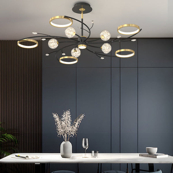 Modern 3-Step Dimming Ceiling Light - Star & Flower Design with Crystal Accents - Elegant Branches Fixture for Home Decor
