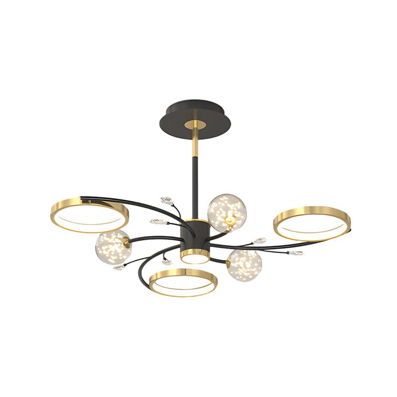 Modern 3-Step Dimming Ceiling Light - Star & Flower Design with Crystal Accents - Elegant Branches Fixture for Home Decor