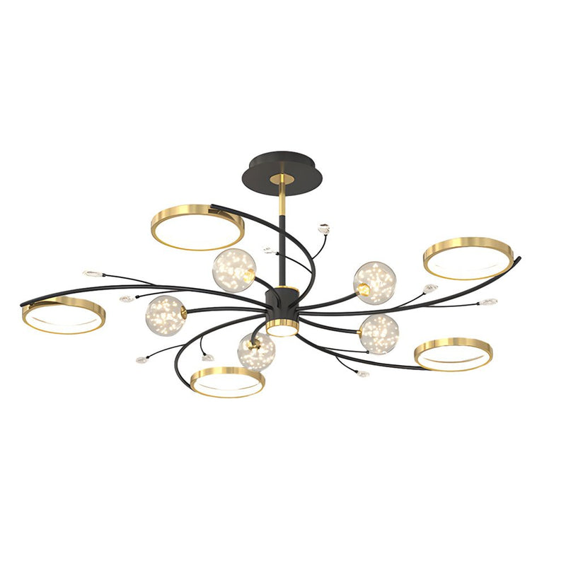 Modern 3-Step Dimming Ceiling Light - Star & Flower Design with Crystal Accents - Elegant Branches Fixture for Home Decor