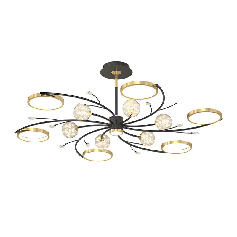 Modern 3-Step Dimming Ceiling Light - Star & Flower Design with Crystal Accents - Elegant Branches Fixture for Home Decor